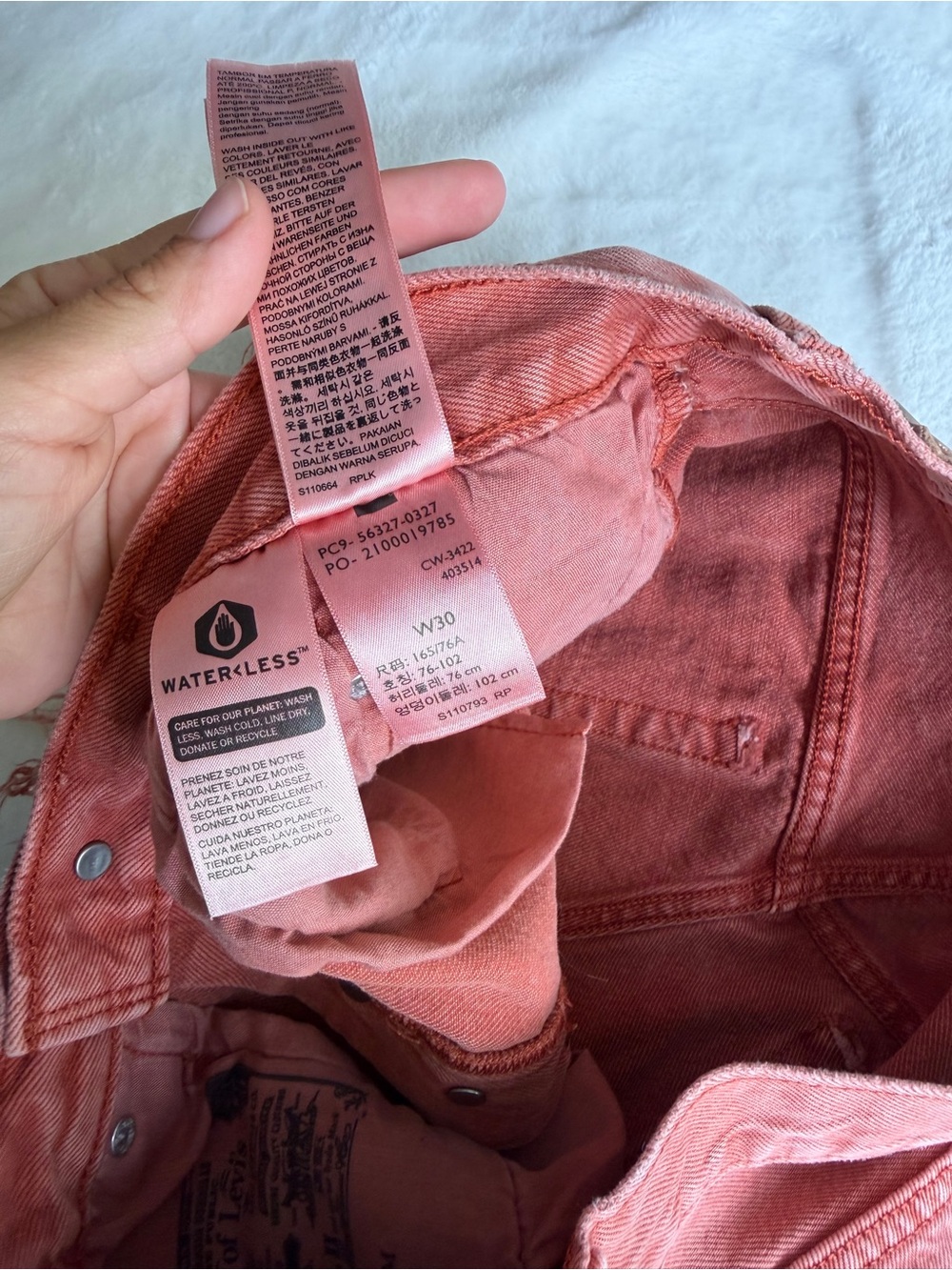 Levi’s 501 Denim Shorts Salmon Pink Size 30 - Picture 10 of 10